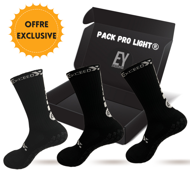 Pack de 1,2 ou 3 paires de chaussettes antidérapantes PRO LIGHT® NOIR