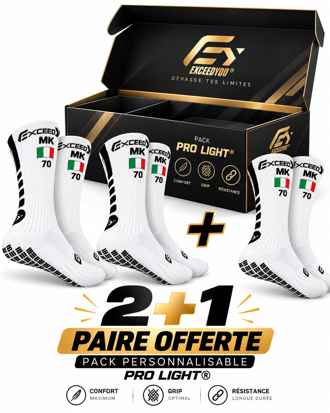 Pack 2+1 OFFERTE Pro Light PERSONNALISÉES (BLANC)